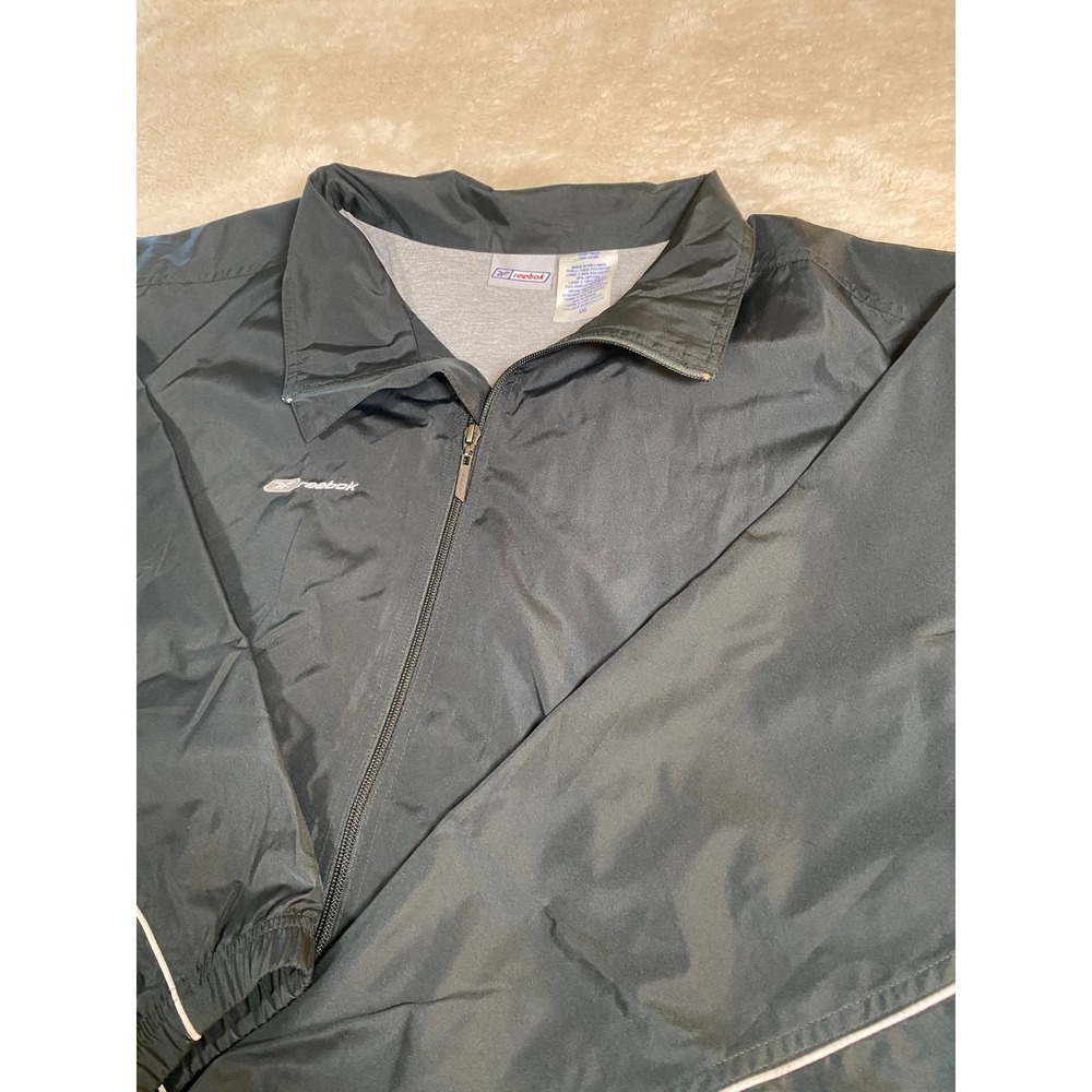 Reebok Men's Size XXL Lined Vintage Windbreaker Black Full Zip